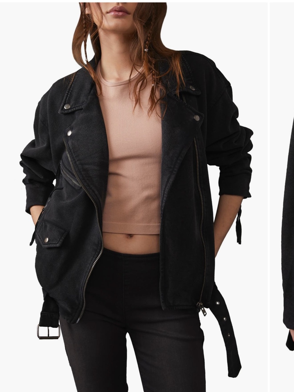 Free People Rebel Rebel Cotton Moto Jacket